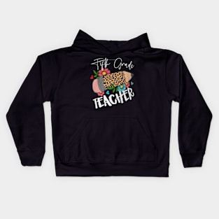 Fifth Grade Teacher Leopard Pencil 5th Grade Women Teacher Kids Hoodie